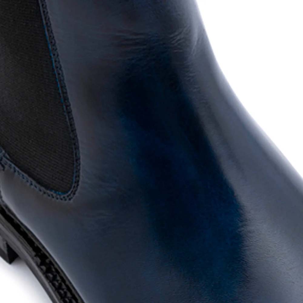 Harris Firenze 1913 Polish Beatles Leather Ankle Boot Blue