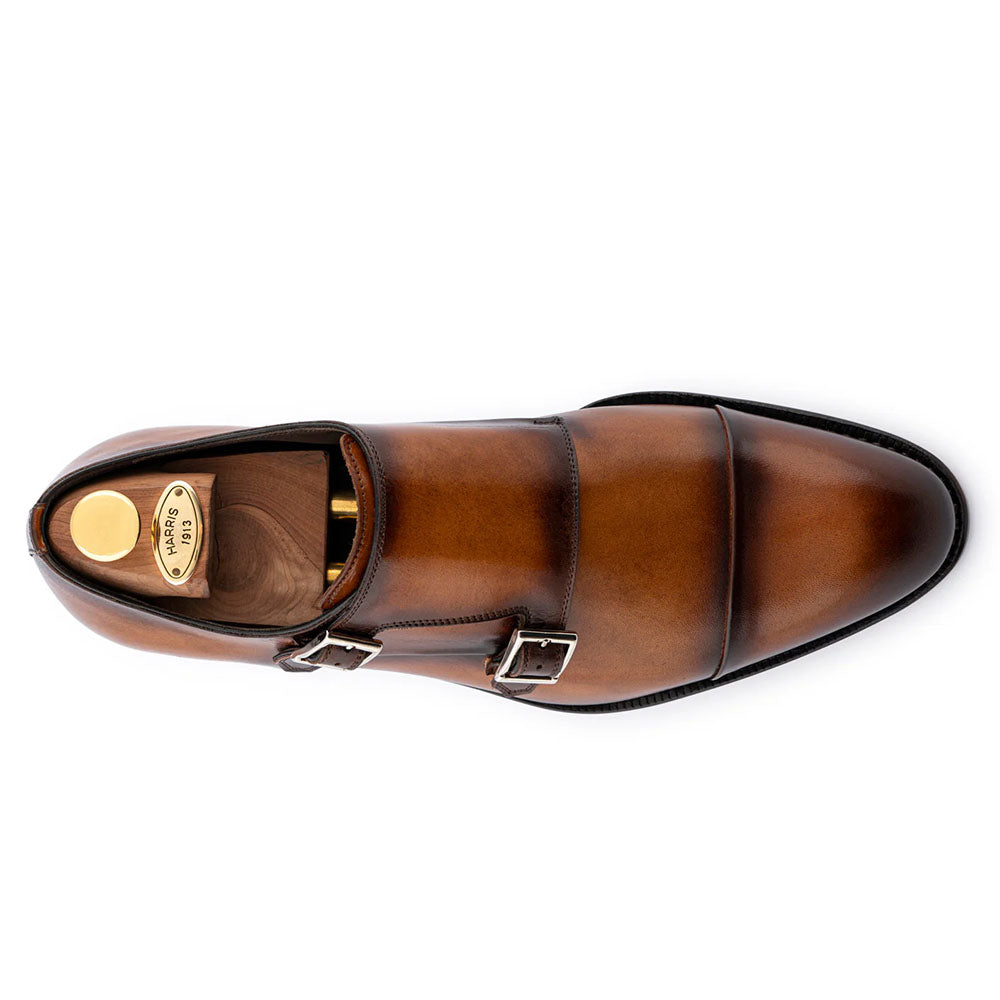 Harris Firenze 1913 Hand-Painted Double Buckle Monk Strap Brown