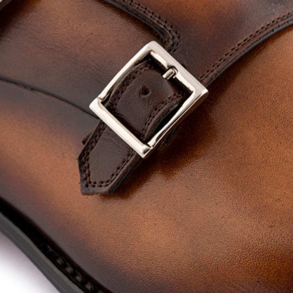 Harris Firenze 1913 Hand-Painted Double Buckle Monk Strap Brown