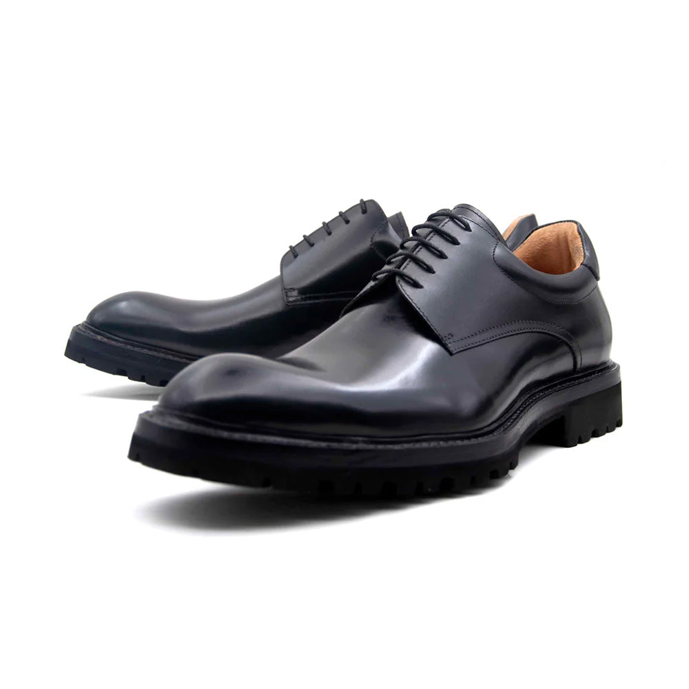 Ugo Vasare Mason Derby Plain Toe Shoes Black