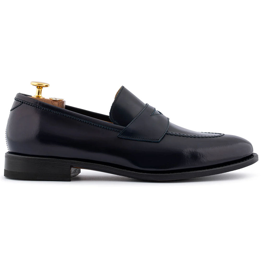 Harris Firenze 1913 Brushed Leather Penny Loafers Blue