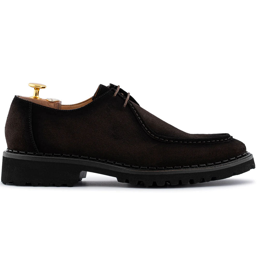 Harris Firenze 1913 Hand-Stitched Suede Lace Up Dark Brown