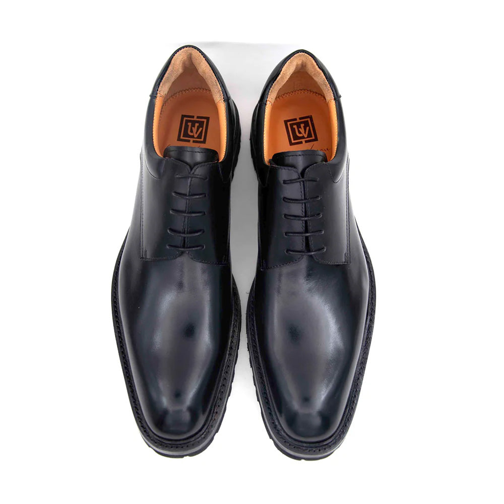 Ugo Vasare Mason Derby Plain Toe Shoes Black