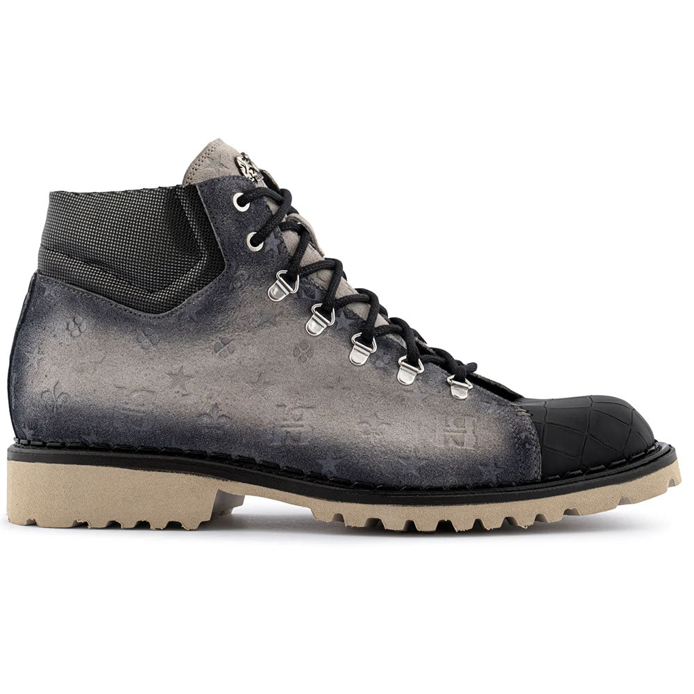 Harris Firenze 1913 Crocodile Effect & Suede Ankle Boot Grey