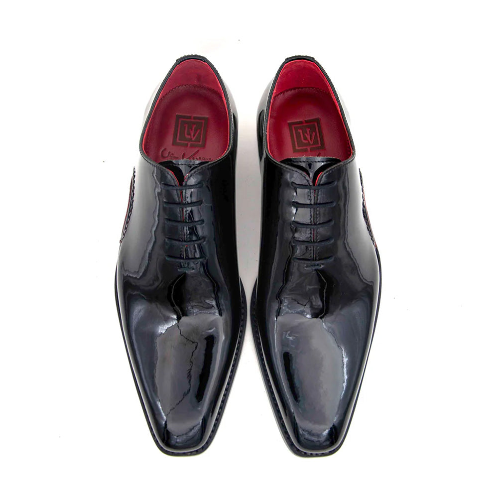 Ugo Vasare Cooper Patent Oxford Wingtip Shoes Black