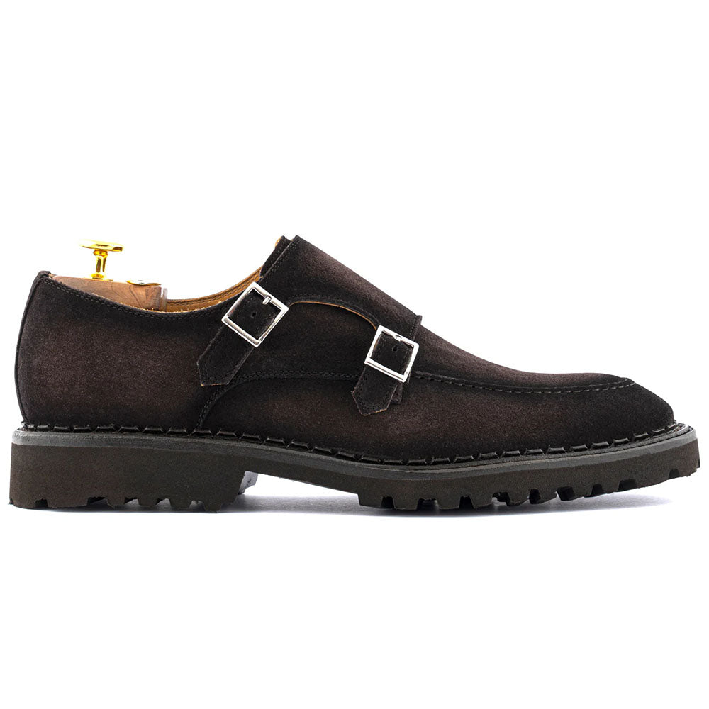 Harris Firenze 1913 Suede Double Monk Strap Dark Brown