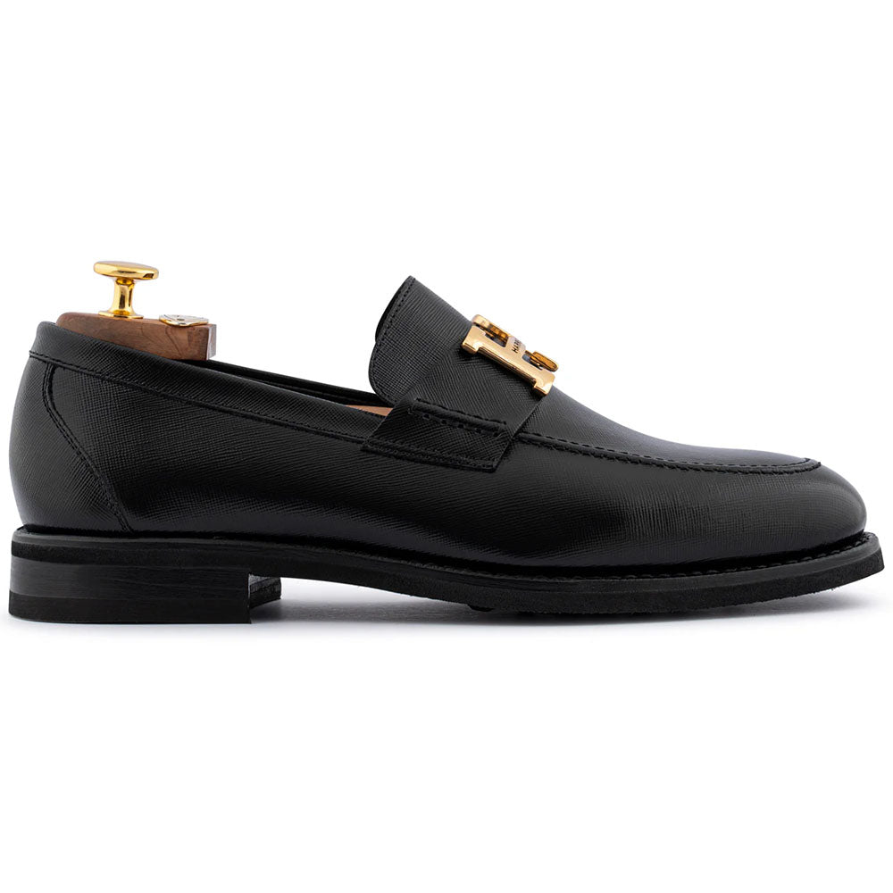 Harris Firenze 1913 Printed Leather Moccasin Black