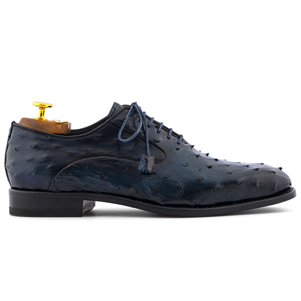 Harris Firenze 1913 Premium Ostrich Leather Oxford Shoes Dark Blue