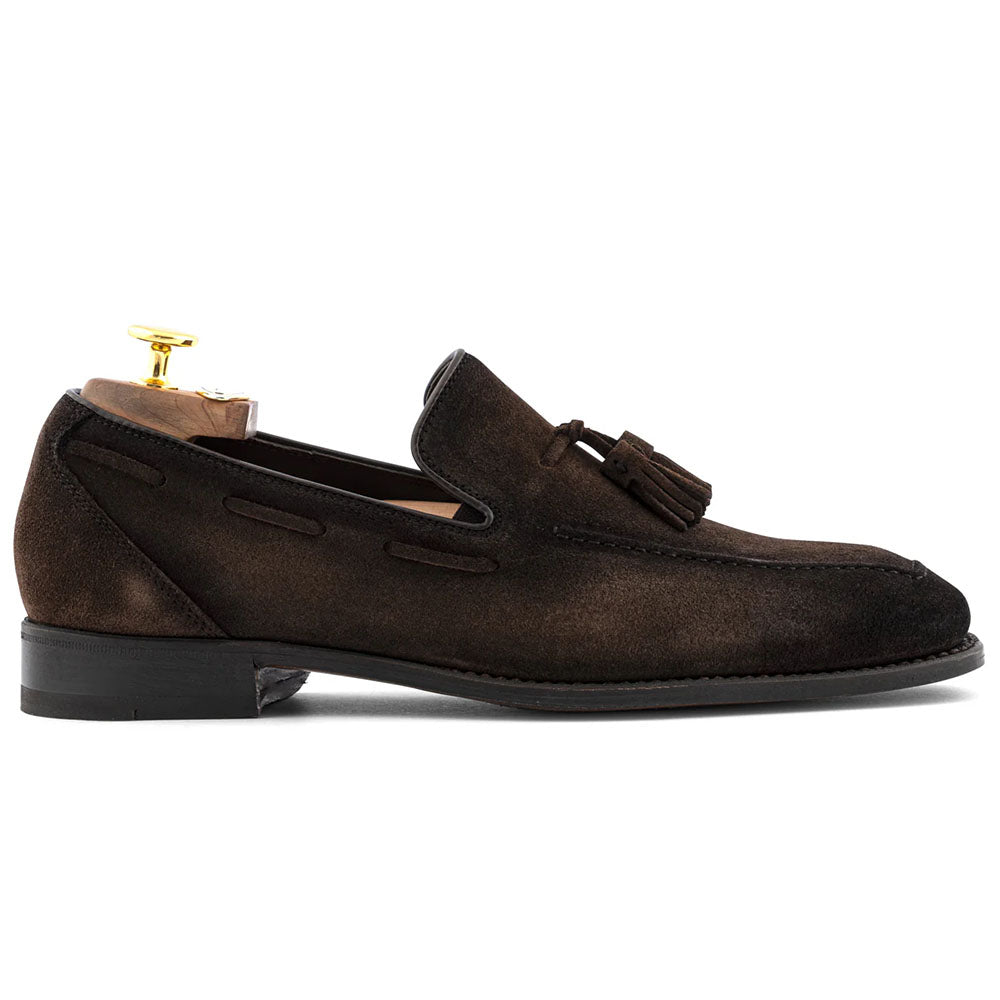 Harris Firenze 1913 Hand-Shaded Suede Tassel Moccasin Dark Brown