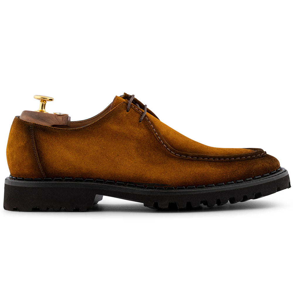 Harris Firenze 1913 Hand-Stitched Suede Lace Up Cognac
