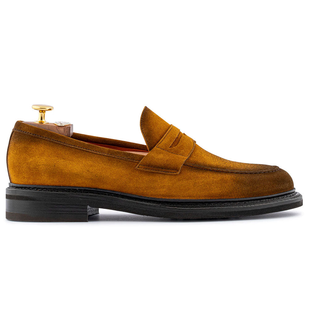 Harris Firenze 1913 Hand-Shaded Suede Moccasin Cognac