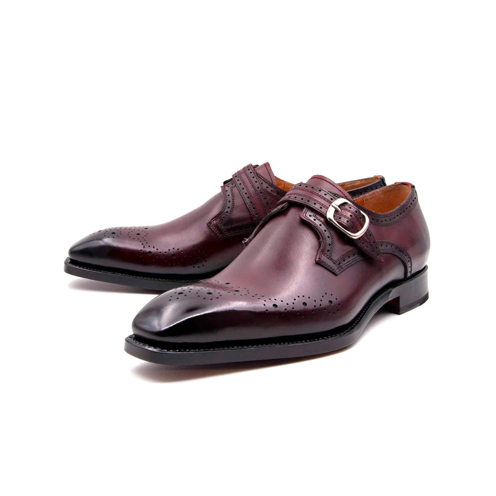 Ugo Vasare Eric Monkstrap Shoes Burgundy