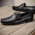 Lombardy Belly Caiman & Calfskin Bit Loafers Black