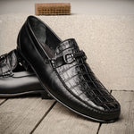 Lombardy Caiman & Calfskin Bit Loafers Black