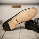 Lombardy Belly Caiman & Calfskin Bit Loafers Black