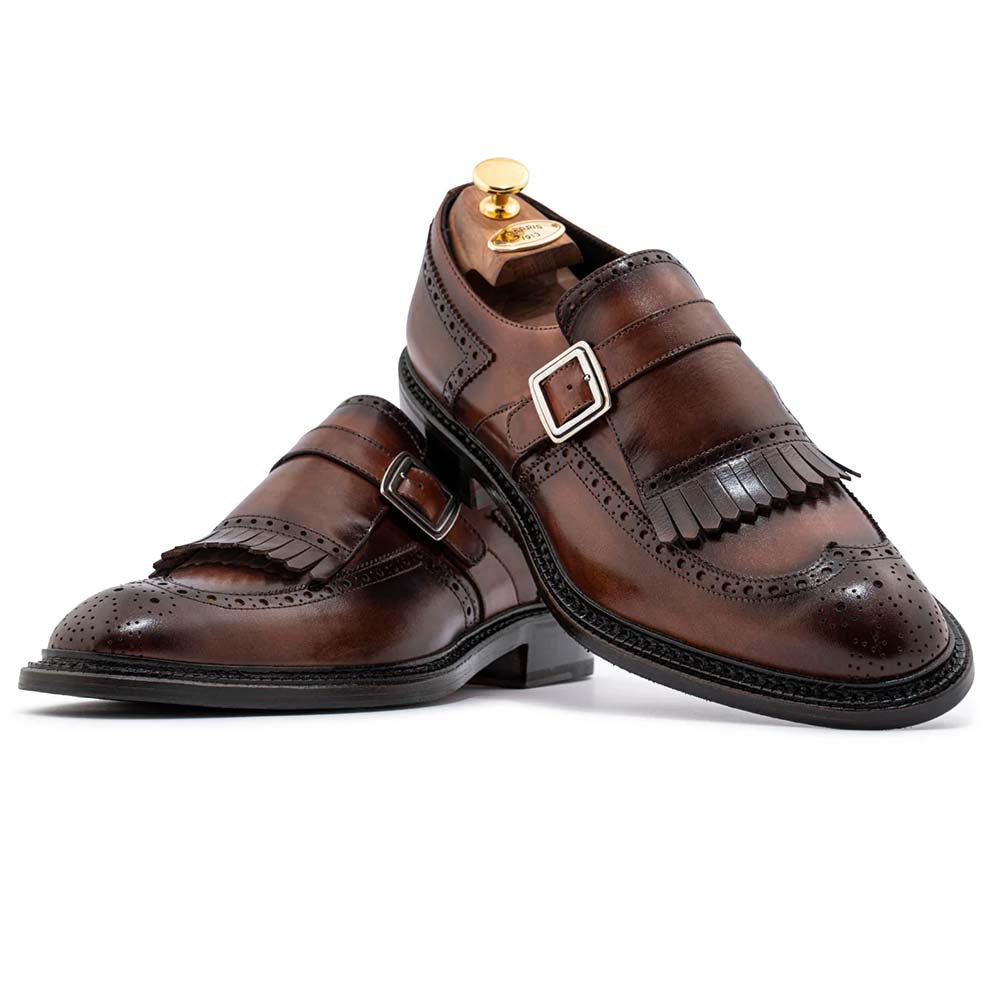 Harris Firenze 1913 Hand-Painted Leather Buckle Moccasin Brown