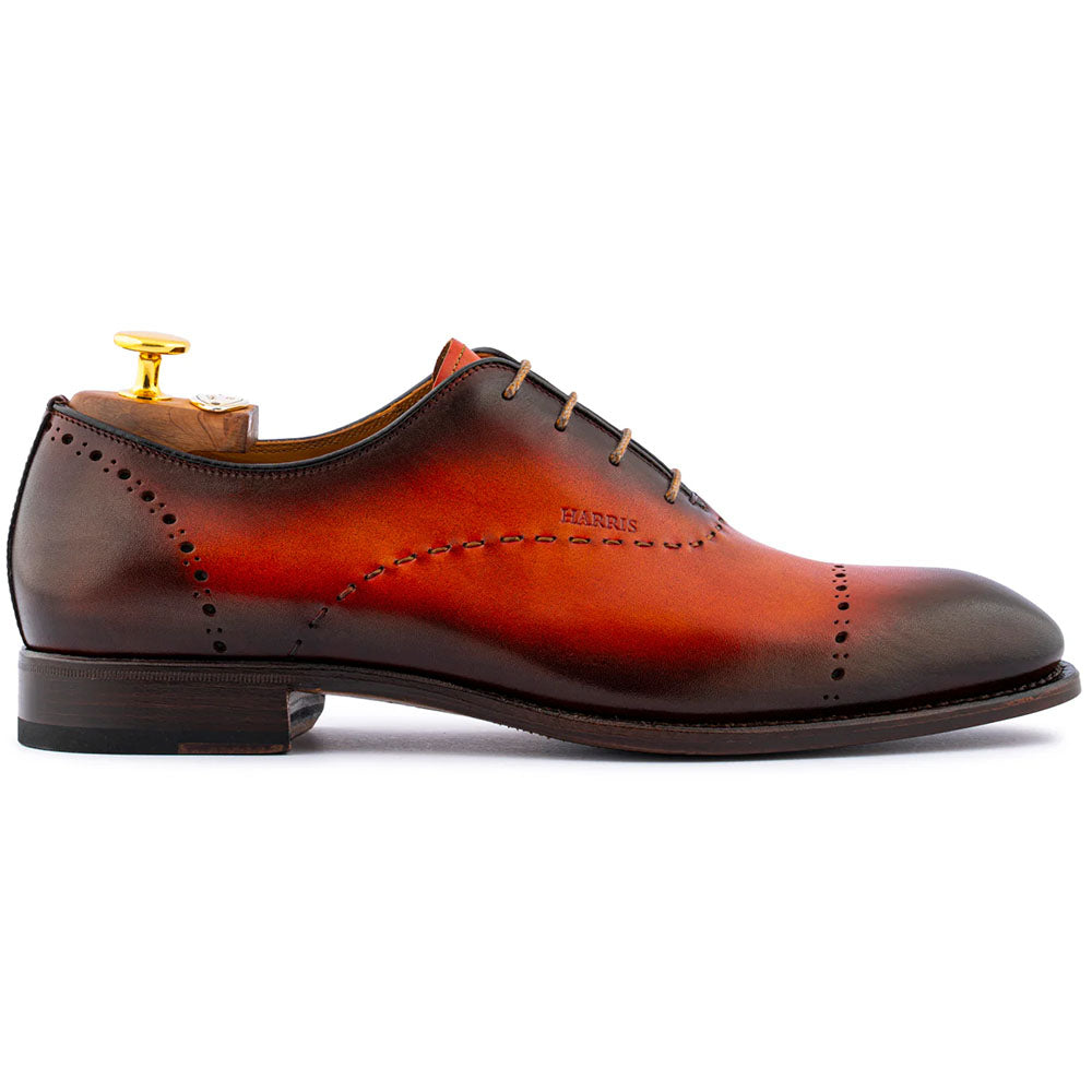 Harris Firenze 1913  Hand-Painted Hand Stitched Brogue Oxford Shaded Orange