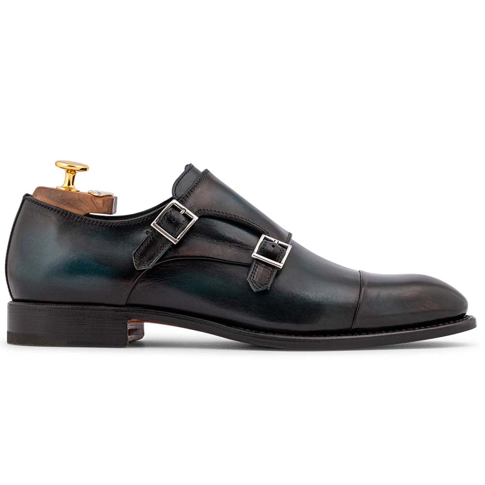 Harris Firenze 1913 Hand-Shaded Leather Double Monk Strap Petroleum