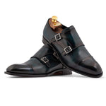 Harris Firenze 1913 Hand-Shaded Leather Double Monk Strap Petroleum