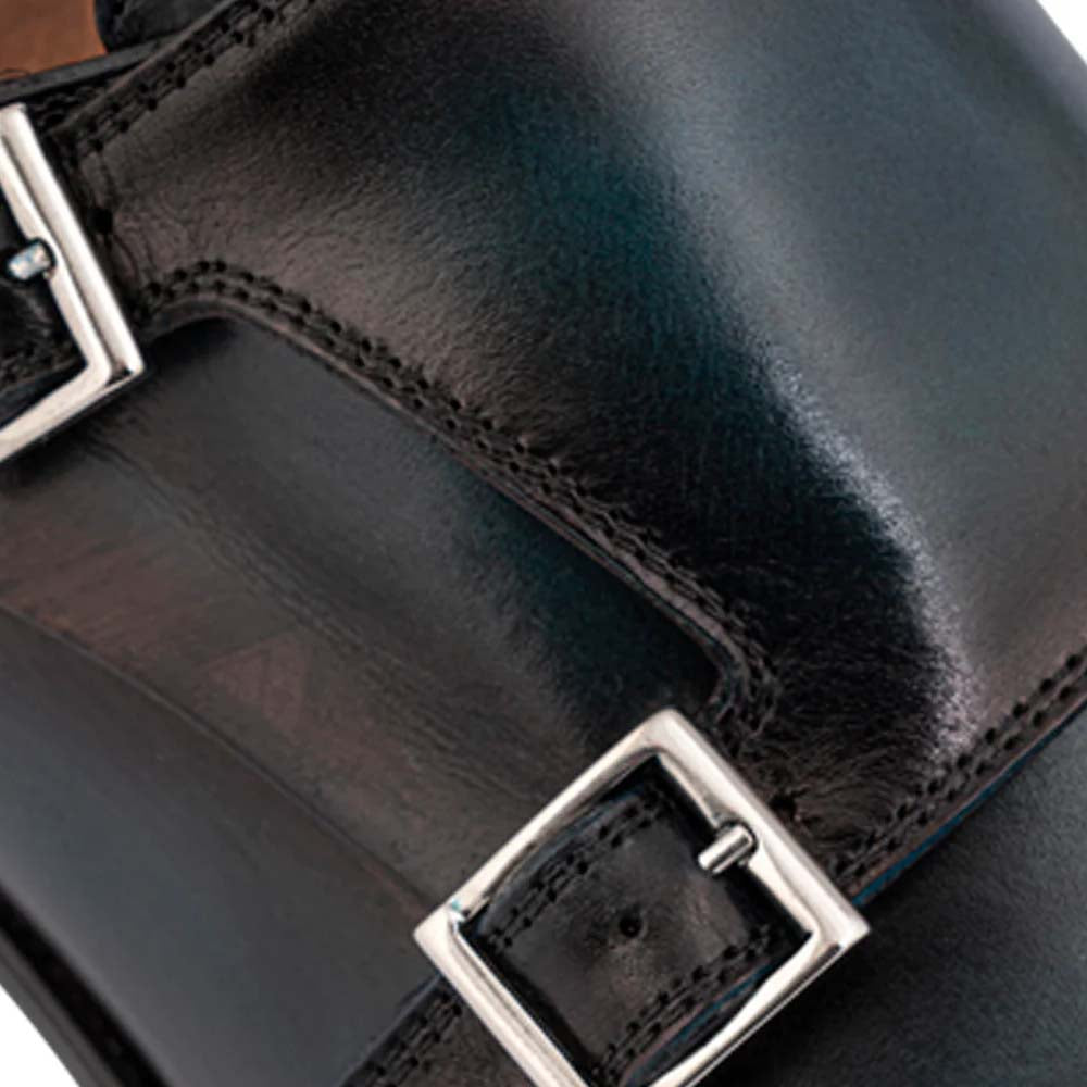 Harris Firenze 1913 Hand-Shaded Leather Double Monk Strap Petroleum