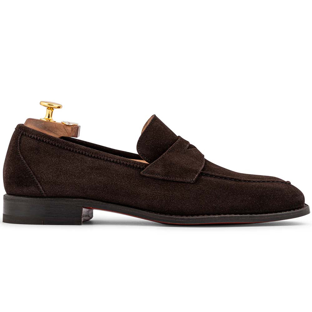 Harris Firenze 1913 Suede Penny Moccasin Dark Brown