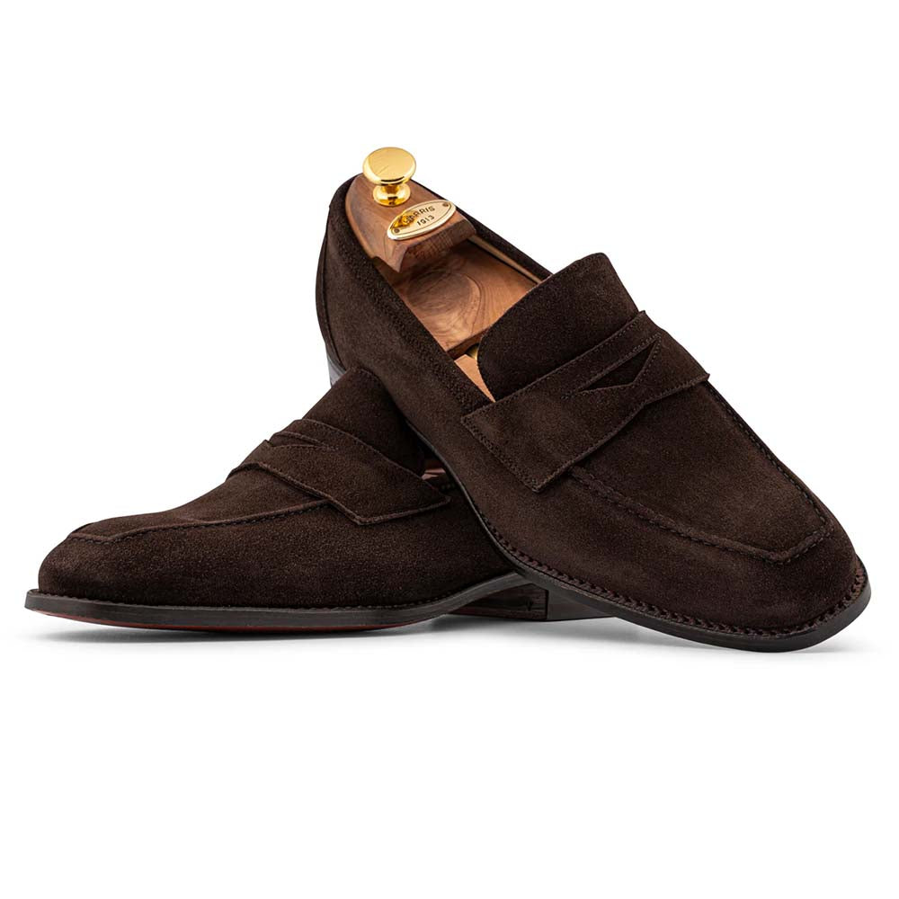 Harris Firenze 1913 Suede Penny Moccasin Dark Brown