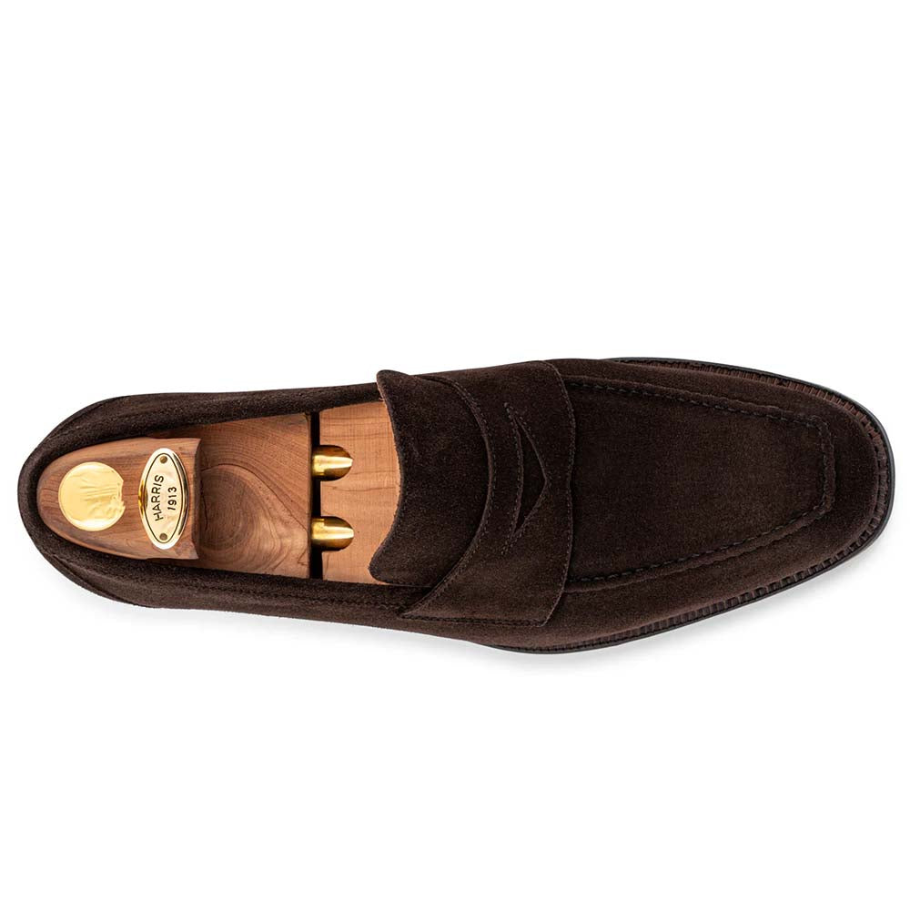 Harris Firenze 1913 Suede Penny Moccasin Dark Brown