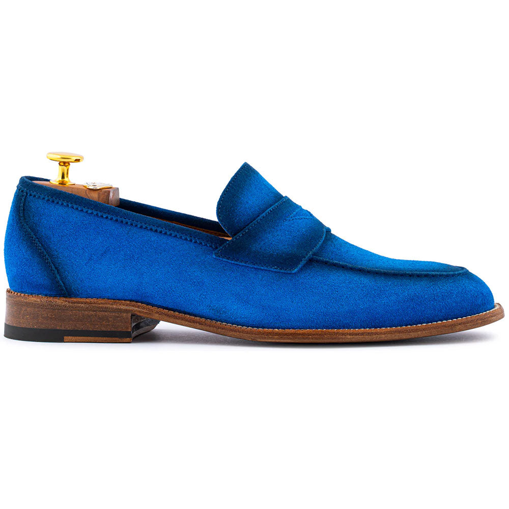Harris Firenze 1913 Hand-Aged Suede Penny Moccasin Blue