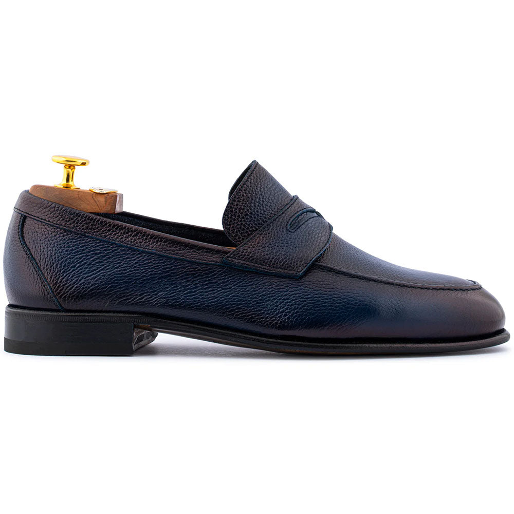 Harris Firenze 1913 Soft Elk-Effect Leather Penny Moccasin Blue