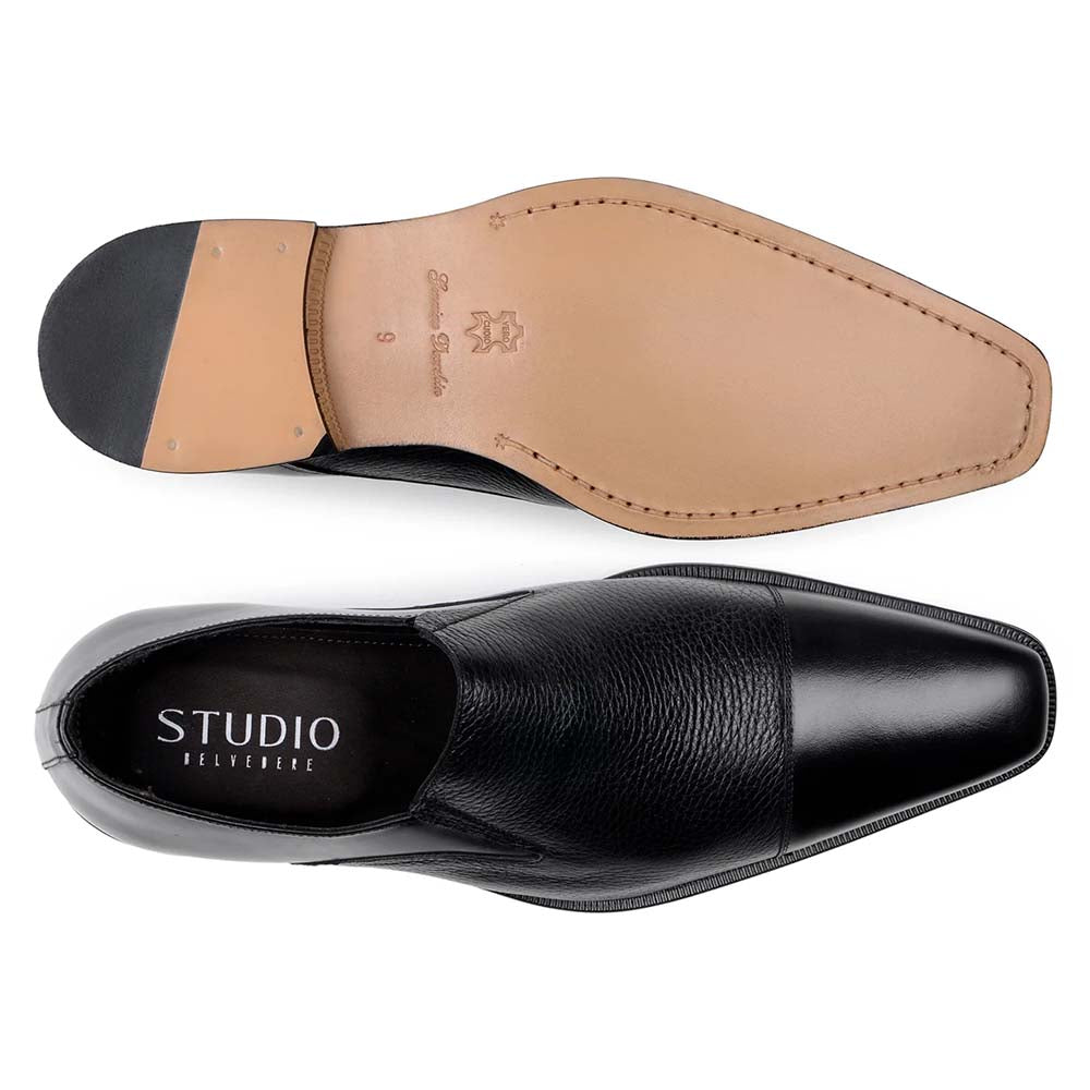 Belvedere Studio Andreo Deerskin & Nappa Loafers Black