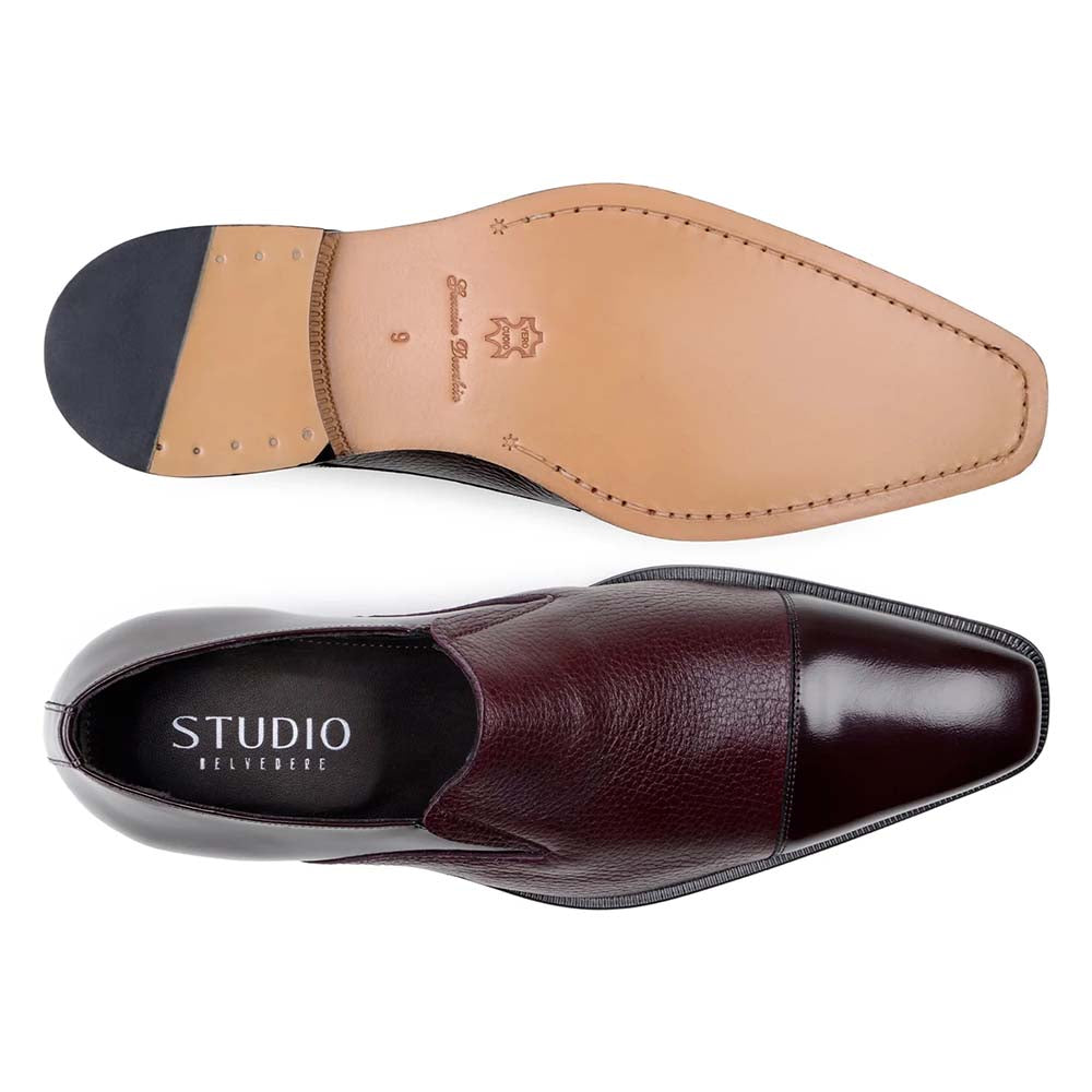 Belvedere Studio Andreo Deerskin & Nappa Loafers Burgundy