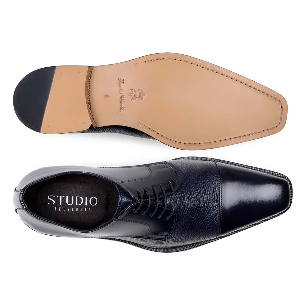 Belvedere Studio Alexander Deerskin & Nappa Derby Navy