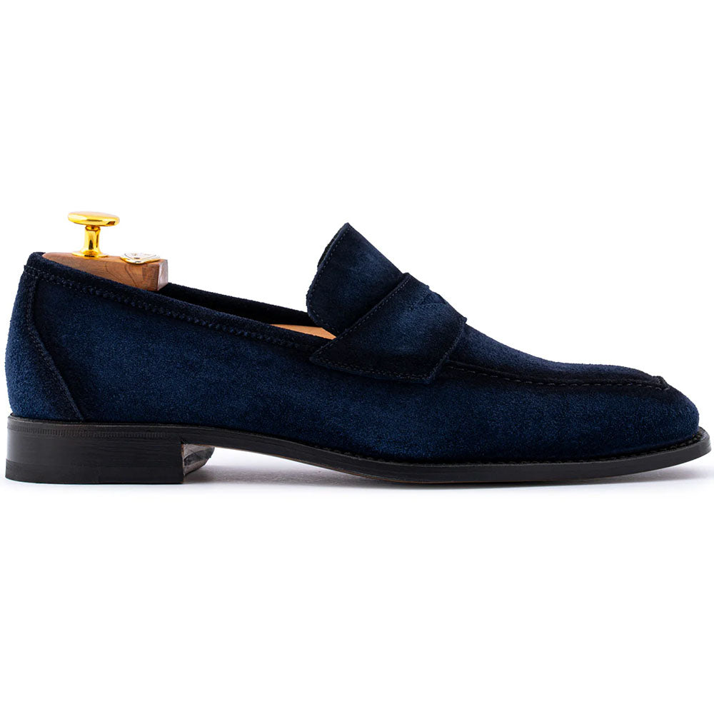 Harris Firenze 1913 Hand-Aged Suede Penny Moccasin Blue