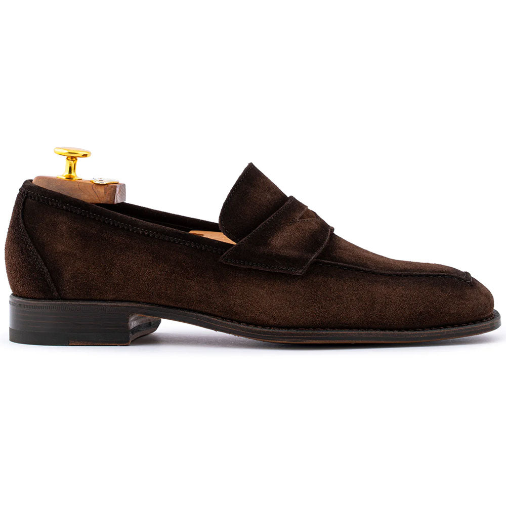 Harris Firenze 1913 Hand-Aged Suede Penny Moccasin Dark Brown