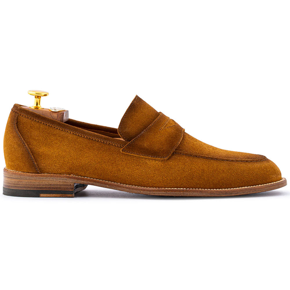 Harris Firenze 1913 Hand-Aged Suede Penny Moccasin Cognac