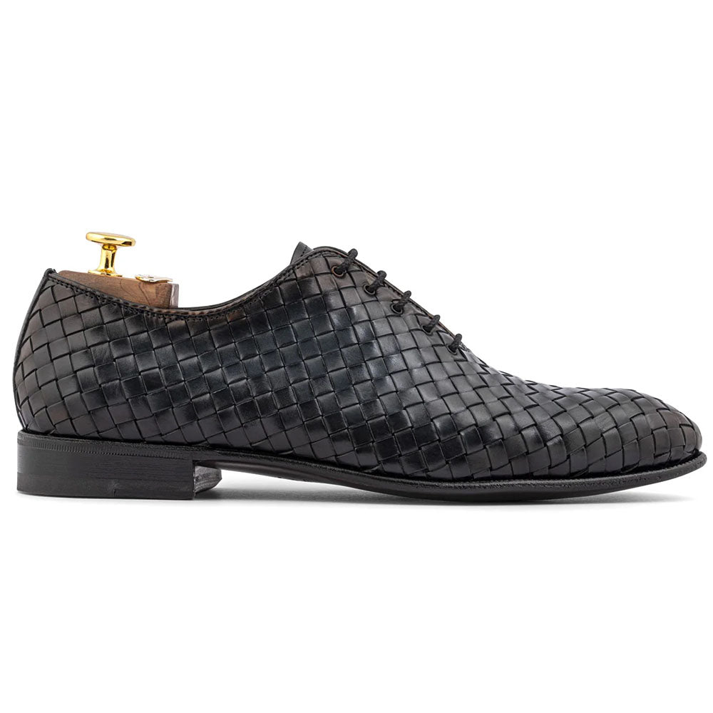 Harris Firenze 1913 Hand Woven Shaded Leather Oxford Dark Grey