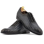 Harris Firenze 1913 Hand Woven Shaded Leather Oxford Dark Grey