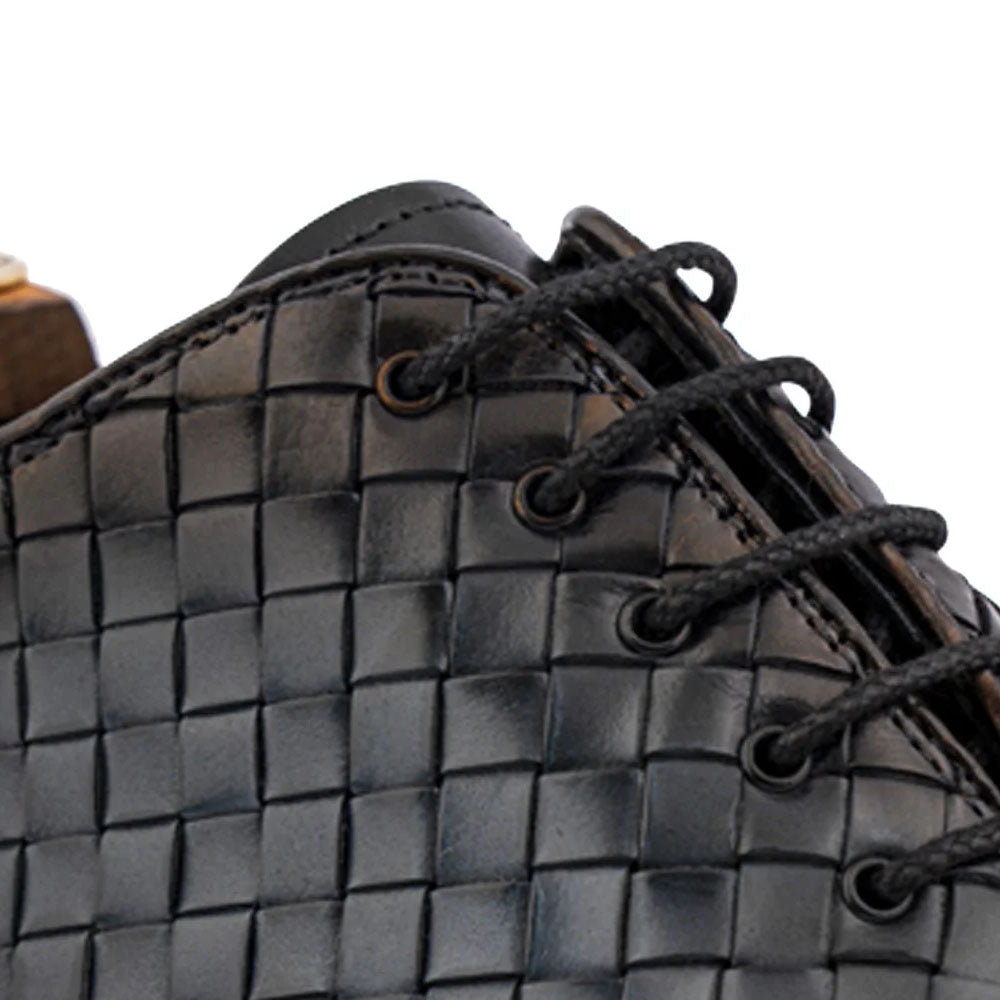 Harris Firenze 1913 Hand Woven Shaded Leather Oxford Dark Grey