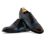 Harris Firenze 1913 Hand-Shaded Brogue Leather Oxford Blue