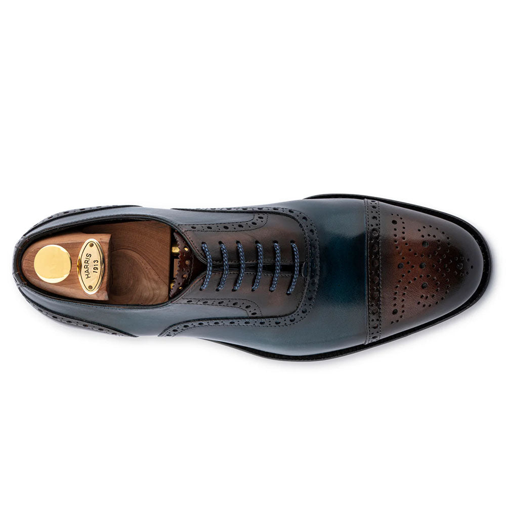Harris Firenze 1913 Hand-Shaded Brogue Leather Oxford Blue