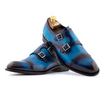 Harris Firenze 1913 Hand-Shaded Leather Double Monk Strap Blue