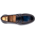 Harris Firenze 1913 Hand-Painted Leather Moccasin Blue