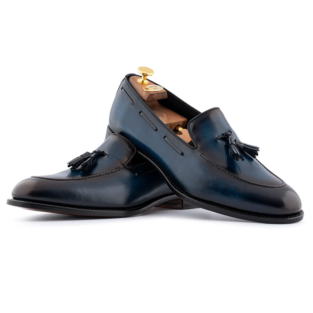 Harris Firenze 1913 Leather Tassel Moccasin Blue