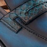 Harris Firenze 1913 Hand-Shaded Fine Detail Leather Loafers Blue