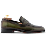 Harris Firenze 1913 Hand-Painted Leather Moccasin Green