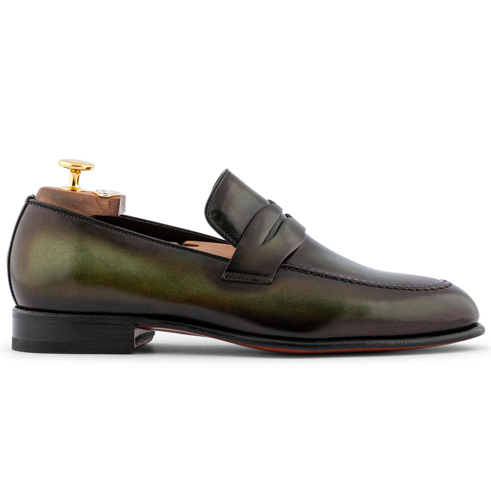 Harris Firenze 1913 Hand-Painted Leather Moccasin Green