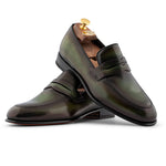 Harris Firenze 1913 Hand-Painted Leather Moccasin Green