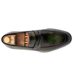 Harris Firenze 1913 Hand-Painted Leather Moccasin Green
