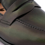 Harris Firenze 1913 Hand-Painted Leather Moccasin Green