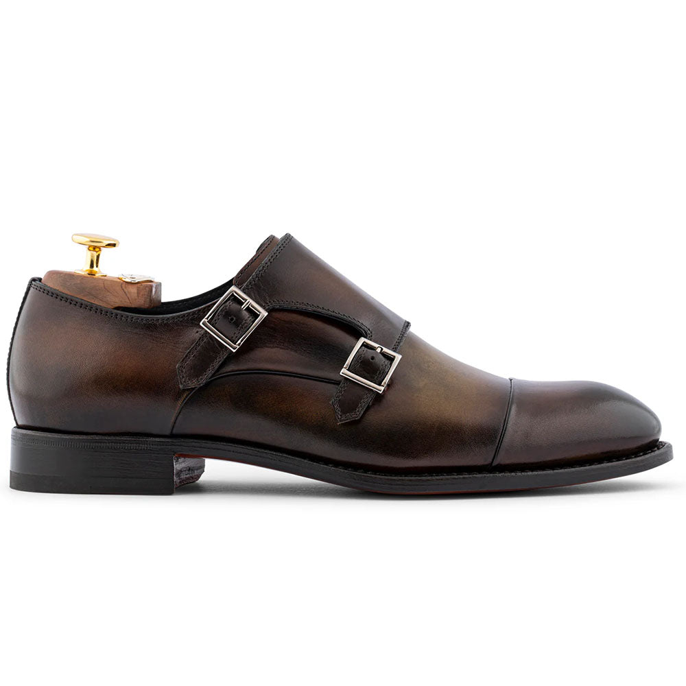 Harris Firenze 1913 Hand-Shaded Leather Double Monk Strap Blue